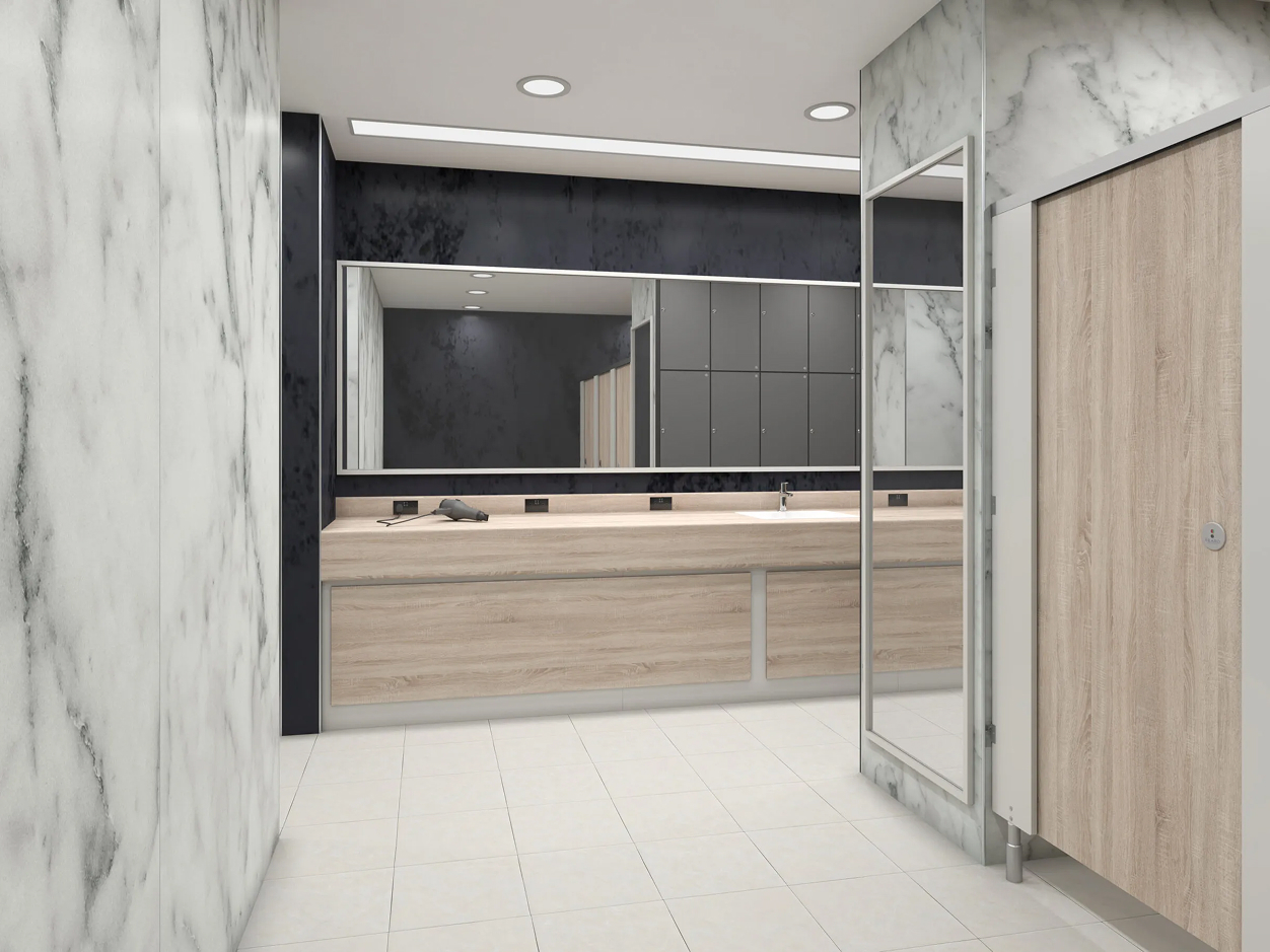 TRIUMPH — integrated vanity and panel scheme
