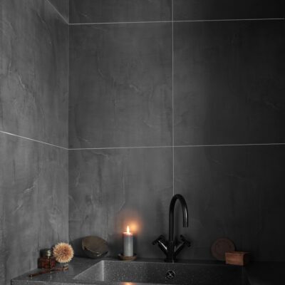 Wall&Water Black Velvet – Waterproof Dark Stone Bathroom Wall Panel (2400 x 600 x 10mm)